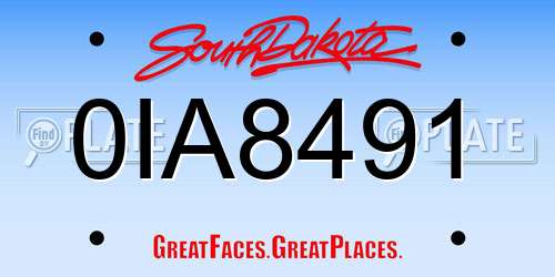 0IA8491 South Dakota License Plate