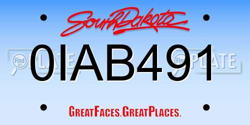 0IAB491 South Dakota License Plate