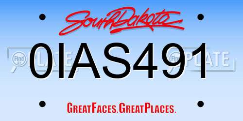 0IAS491 South Dakota License Plate