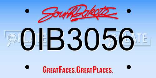 0IB3056 South Dakota License Plate