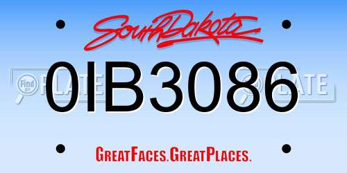 0IB3086 South Dakota License Plate