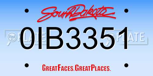 0IB3351 South Dakota License Plate