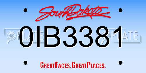 0IB3381 South Dakota License Plate