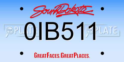 0IB511 South Dakota License Plate