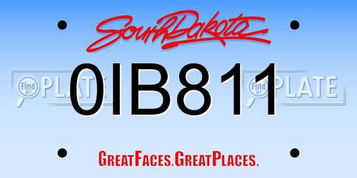 0IB811 South Dakota License Plate