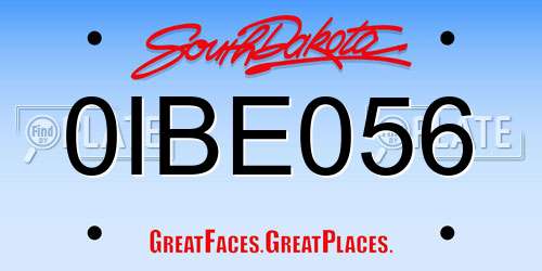 0IBE056 South Dakota License Plate