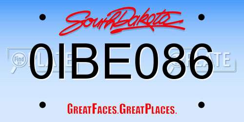 0IBE086 South Dakota License Plate
