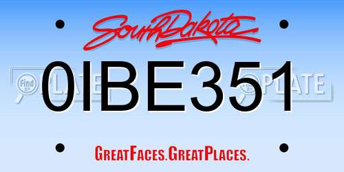 0IBE351 South Dakota License Plate