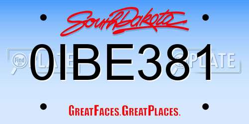 0IBE381 South Dakota License Plate