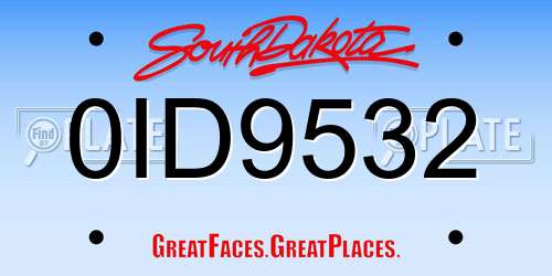 0ID9532 South Dakota License Plate