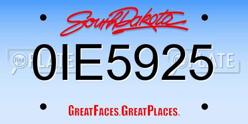 0IE5925 South Dakota License Plate