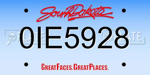 0IE5928 South Dakota License Plate