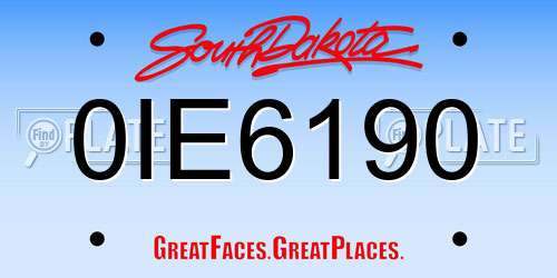 0IE6190 South Dakota License Plate