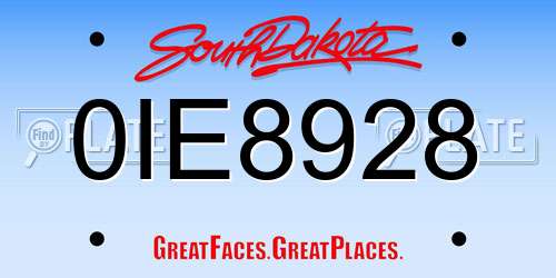 0IE8928 South Dakota License Plate