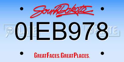 0IEB978 South Dakota License Plate