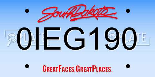 0IEG190 South Dakota License Plate