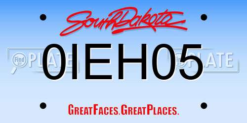0IEH05 South Dakota License Plate