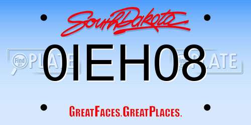 0IEH08 South Dakota License Plate