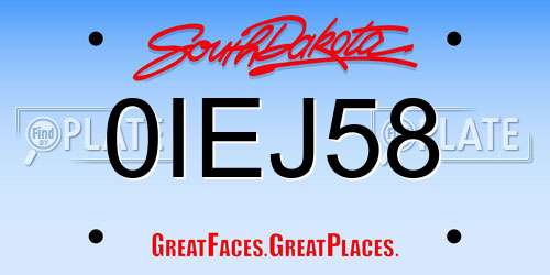 0IEJ58 South Dakota License Plate