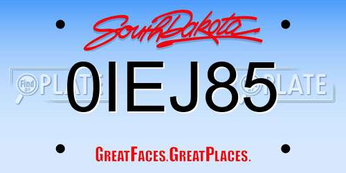 0IEJ85 South Dakota License Plate