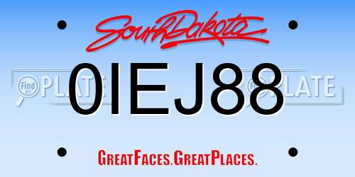 0IEJ88 South Dakota License Plate
