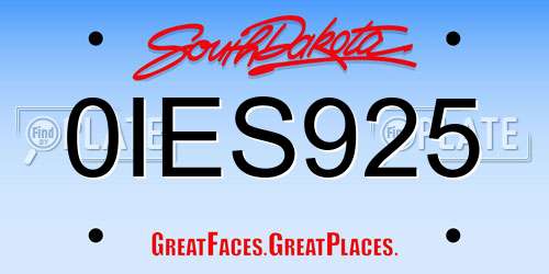 0IES925 South Dakota License Plate