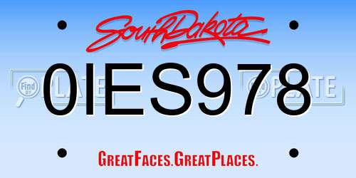 0IES978 South Dakota License Plate