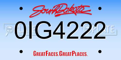 0IG4222 South Dakota License Plate