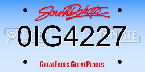 0IG4227 South Dakota License Plate