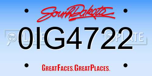 0IG4722 South Dakota License Plate