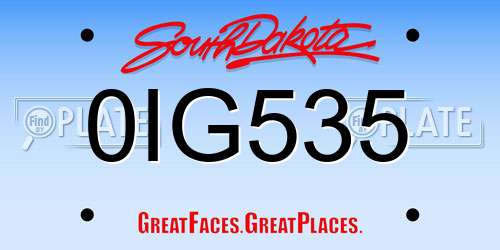 0IG535 South Dakota License Plate