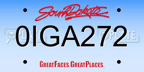 0IGA272 South Dakota License Plate
