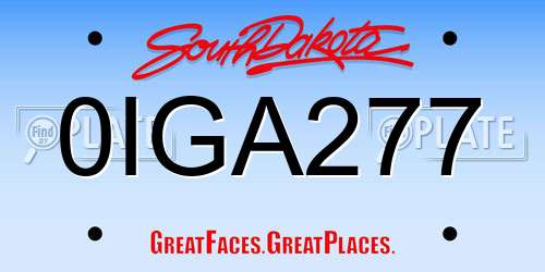 0IGA277 South Dakota License Plate
