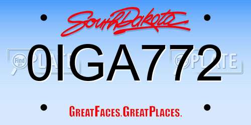 0IGA772 South Dakota License Plate