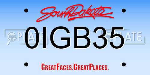 0IGB35 South Dakota License Plate