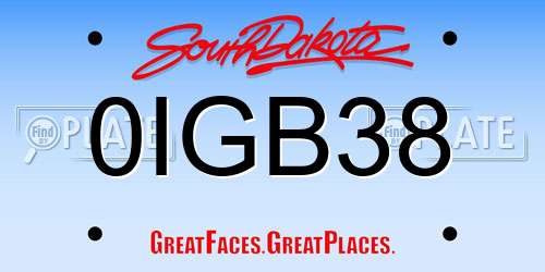 0IGB38 South Dakota License Plate