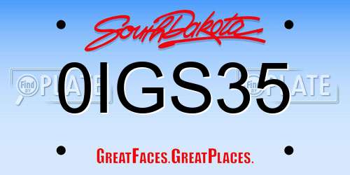 0IGS35 South Dakota License Plate