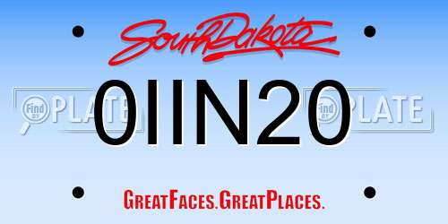 0IIN20 South Dakota License Plate