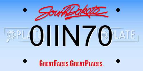 0IIN70 South Dakota License Plate