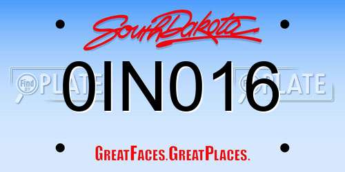 0IN016 South Dakota License Plate