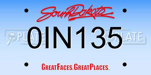 0IN135 South Dakota License Plate