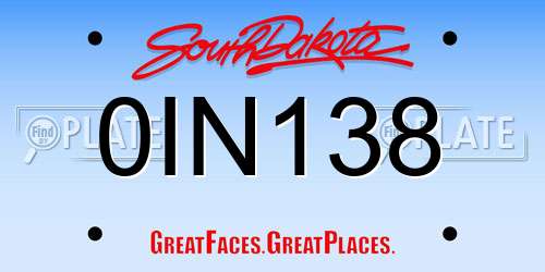 0IN138 South Dakota License Plate