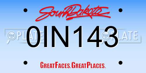 0IN143 South Dakota License Plate