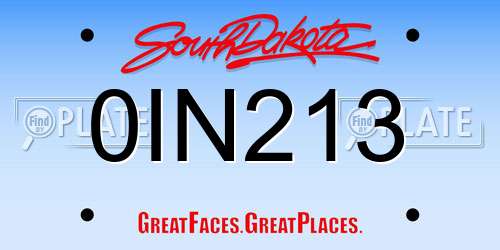 0IN213 South Dakota License Plate