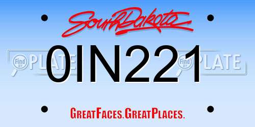 0IN221 South Dakota License Plate