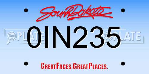 0IN235 South Dakota License Plate