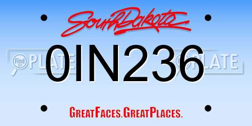 0IN236 South Dakota License Plate