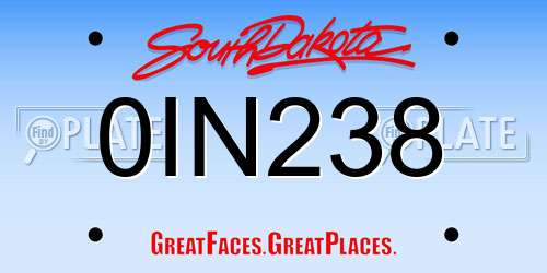 0IN238 South Dakota License Plate