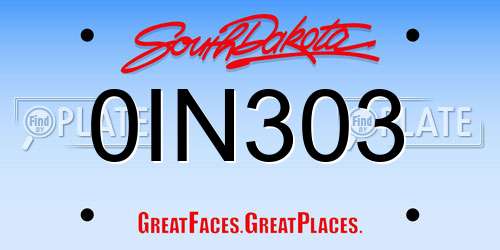 0IN303 South Dakota License Plate