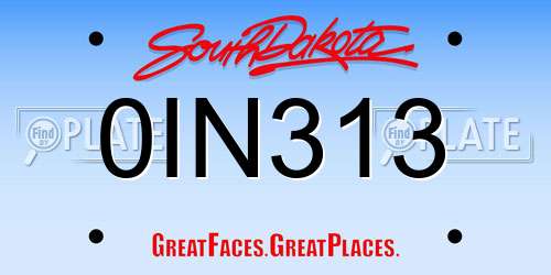0IN313 South Dakota License Plate